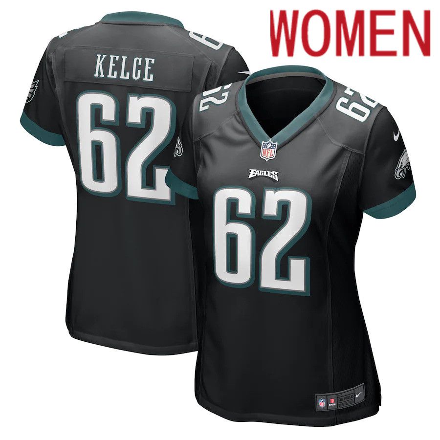 Women Philadelphia Eagles #62 Jason Kelce Nike Black Player Game NFL Jersey->women nfl jersey->Women Jersey